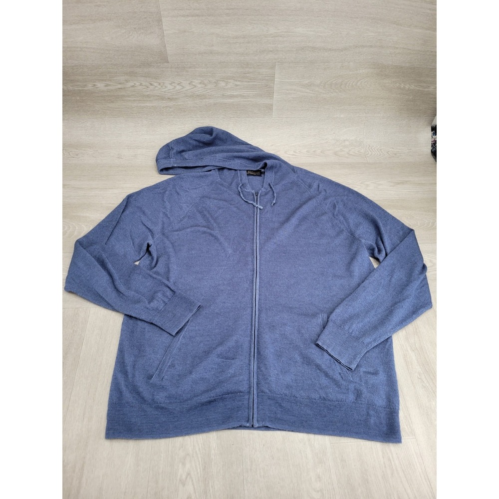 Pendleton Blue Hooded Zip Cardigan Sweater Men's XL Full Zip Knit Hoodie